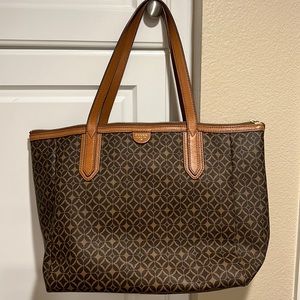 Fossil Coated Brown Canvas Sydney Tote Bag!